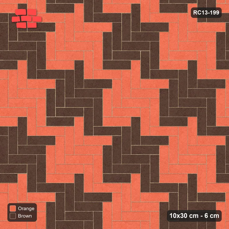 Interlock (Pasco) 10x30 cm · RC13-199 · Herringbone 90 60 cm colour checker with Kerb 25B frame · Top view