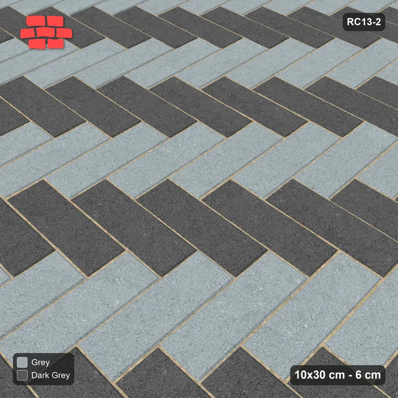 Interlock (Pasco) 10x30 cm · RC13-2 · Two-tone herringbone 90 · Side view