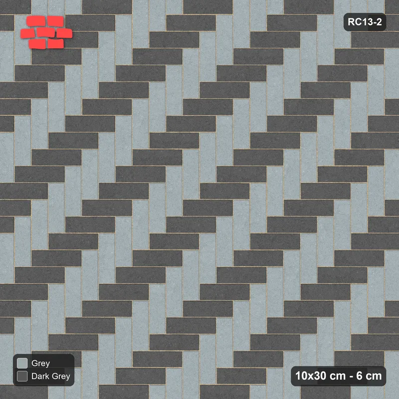 Interlock (Pasco) 10x30 cm · RC13-2 · Two-tone herringbone 90 · Top view