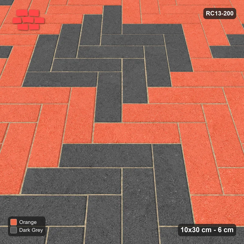 Interlock (Pasco) 10x30 cm · RC13-200 · Herringbone 45 60 cm colour checker · Side view