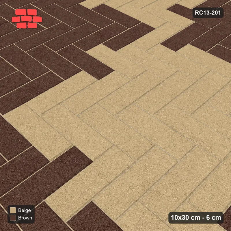 Interlock (Pasco) 10x30 cm · RC13-201 · Herringbone 90 90 cm colour checker · Side view