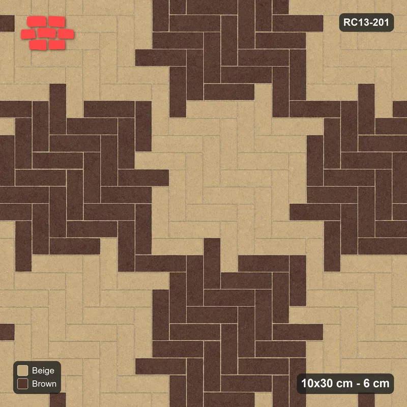 Interlock (Pasco) 10x30 cm · RC13-201 · Herringbone 90 90 cm colour checker · Top view