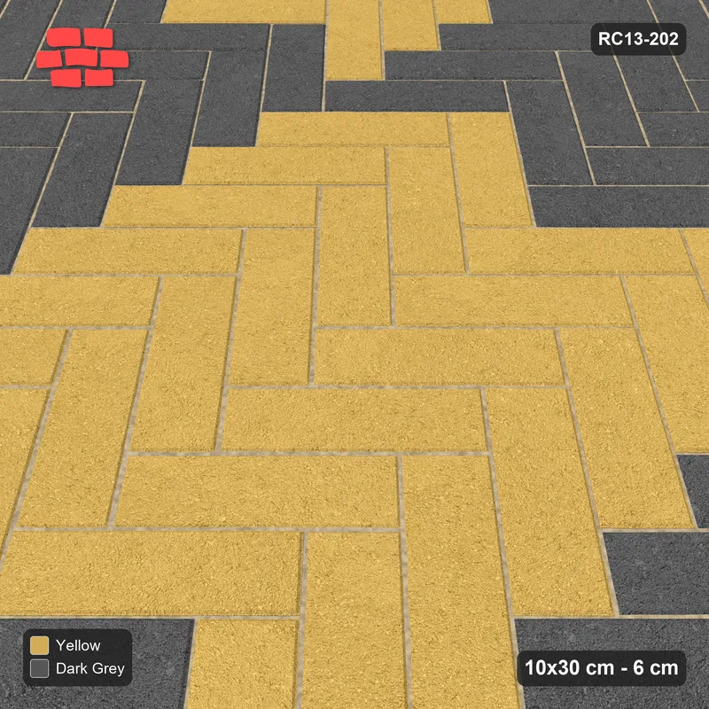 Interlock (Pasco) 10x30 cm · RC13-202 · Herringbone 45 90 cm colour checker with Kerb 30H frame · Side view