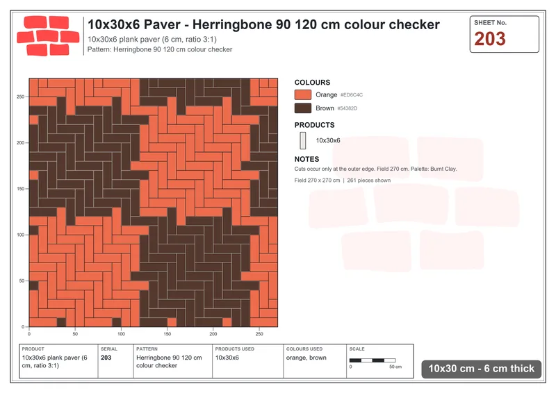 Interlock (Pasco) 10x30 cm · RC13-203 · Herringbone 90 120 cm colour checker · Laying plan Interlock (Pasco) 10x30 cm · RC13-203 · Herringbone 90 120 cm colour checker · Laying plan