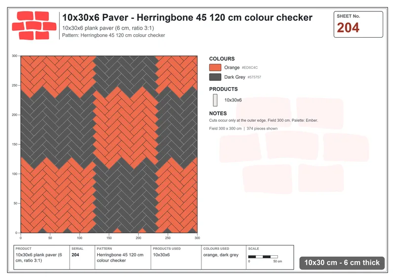 Interlock (Pasco) 10x30 cm · RC13-204 · Herringbone 45 120 cm colour checker · Laying plan Interlock (Pasco) 10x30 cm · RC13-204 · Herringbone 45 120 cm colour checker · Laying plan