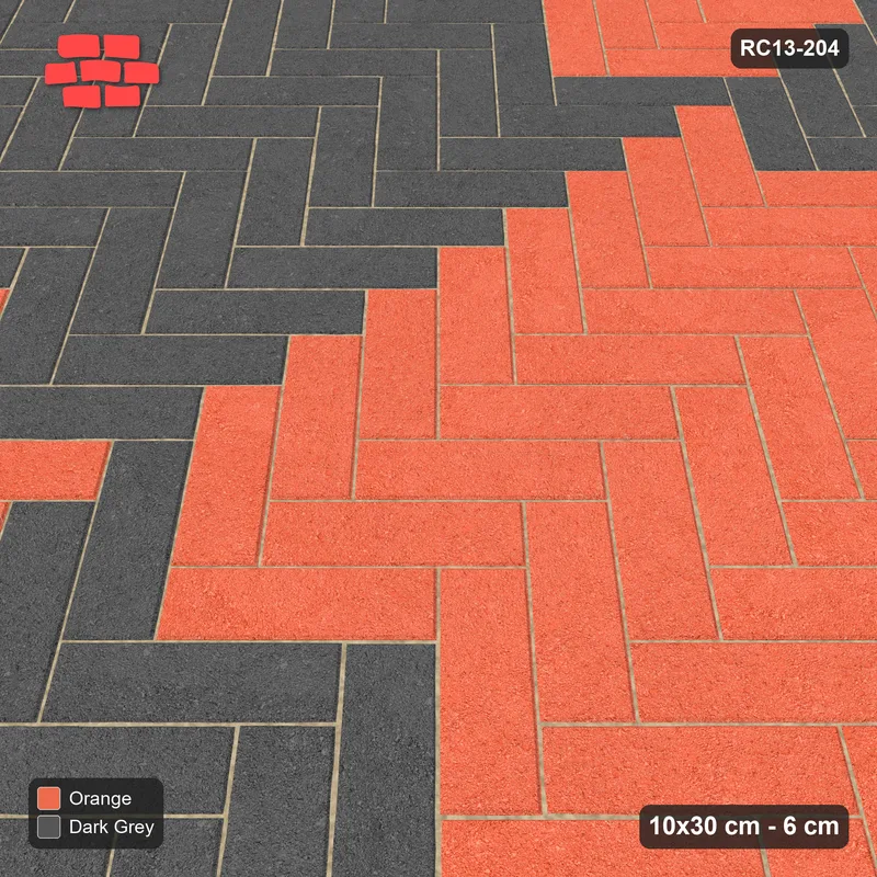 Interlock (Pasco) 10x30 cm · RC13-204 · Herringbone 45 120 cm colour checker · Side view