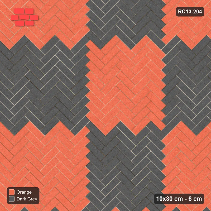 Interlock (Pasco) 10x30 cm · RC13-204 · Herringbone 45 120 cm colour checker · Top view