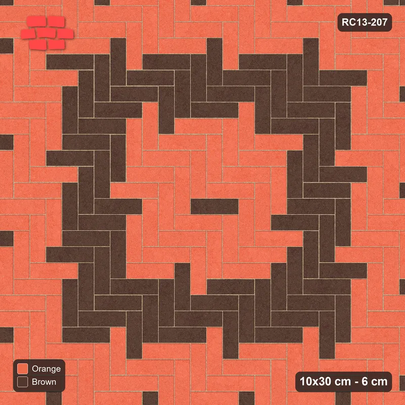 Interlock (Pasco) 10x30 cm · RC13-207 · Herringbone 90 40 cm concentric rings · Top view