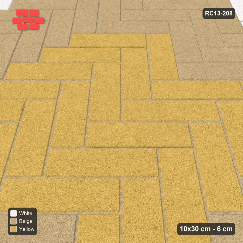 Interlock (Pasco) 10x30 cm · RC13-208 · Herringbone 45 40 cm concentric rings with Kerb 54F frame · Side view
