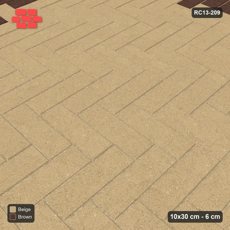 Interlock (Pasco) 10x30 cm · RC13-209 · Herringbone 90 20 cm accent border · Side view