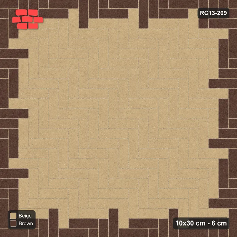 Interlock (Pasco) 10x30 cm · RC13-209 · Herringbone 90 20 cm accent border · Top view