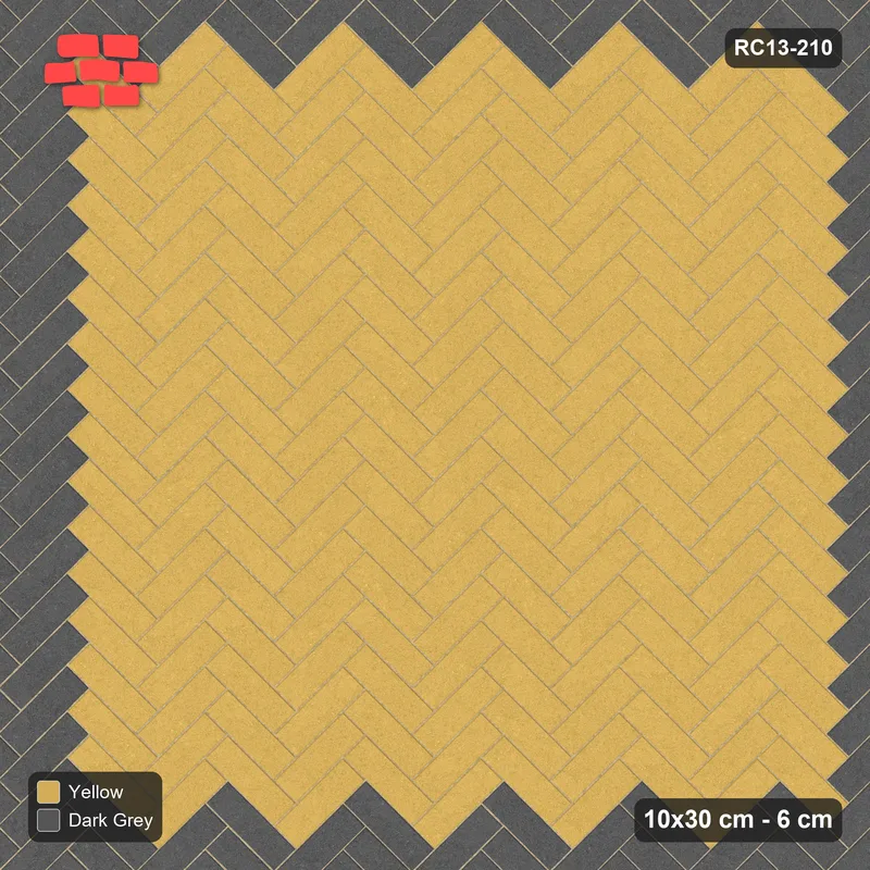 Interlock (Pasco) 10x30 cm · RC13-210 · Herringbone 45 20 cm accent border · Top view