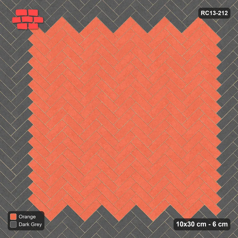 Interlock (Pasco) 10x30 cm · RC13-212 · Herringbone 45 30 cm accent border · Top view