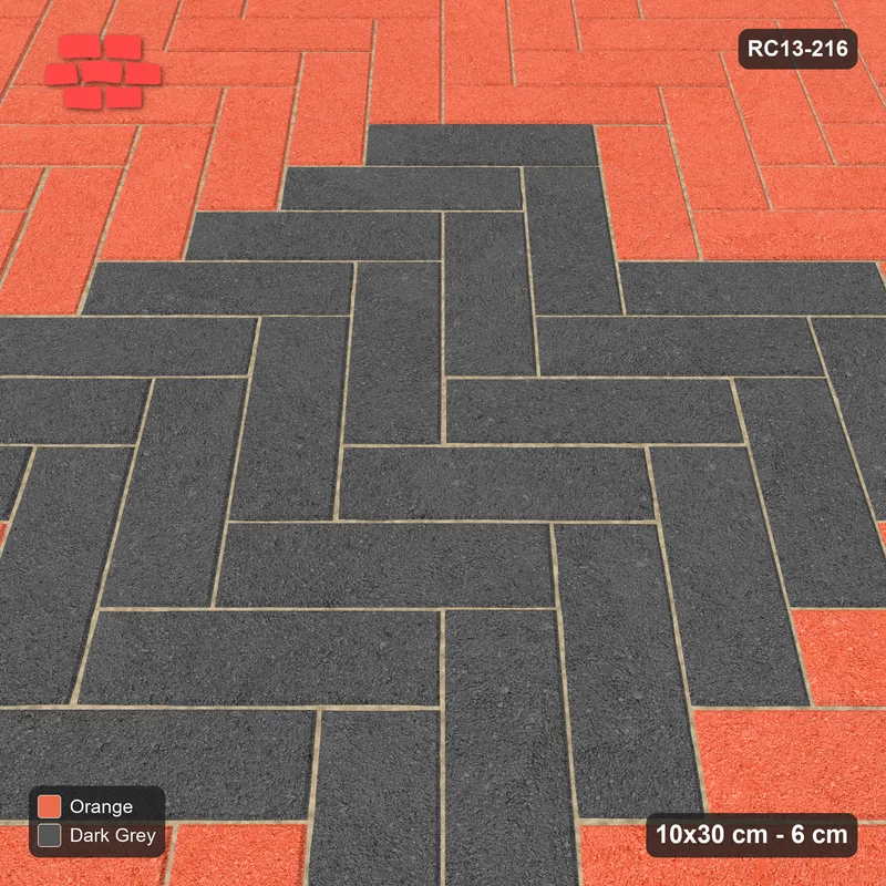 Interlock (Pasco) 10x30 cm · RC13-216 · Herringbone 45 90 cm centre medallion · Side view
