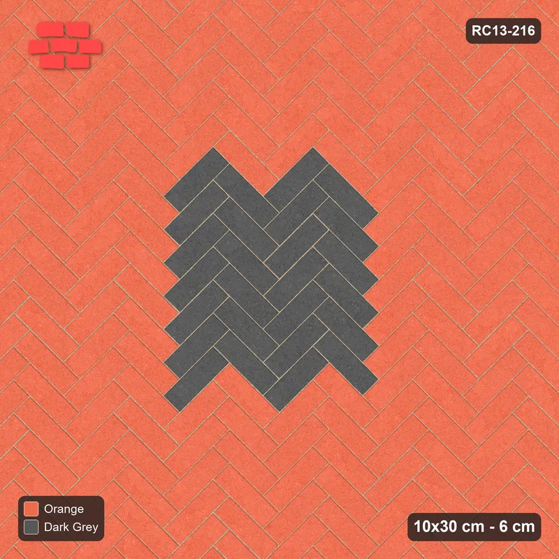 Interlock (Pasco) 10x30 cm · RC13-216 · Herringbone 45 90 cm centre medallion · Top view