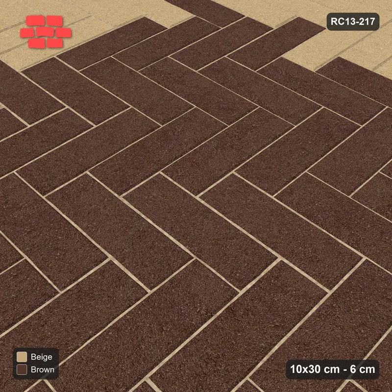 Interlock (Pasco) 10x30 cm · RC13-217 · Herringbone 90 120 cm centre medallion with Kerb 30B 20 frame · Side view