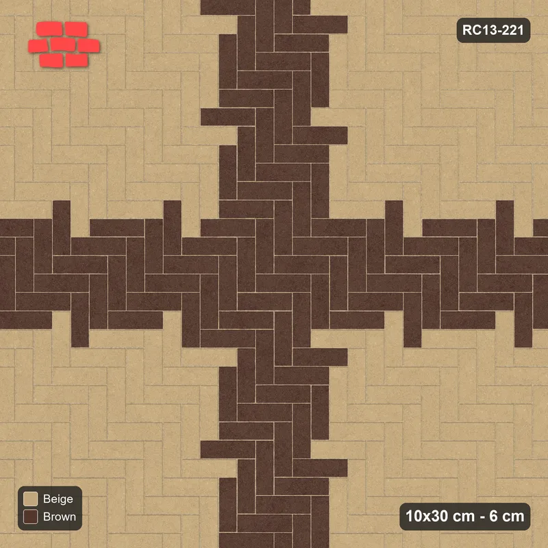 Interlock (Pasco) 10x30 cm · RC13-221 · Herringbone 90 60 cm cross · Top view