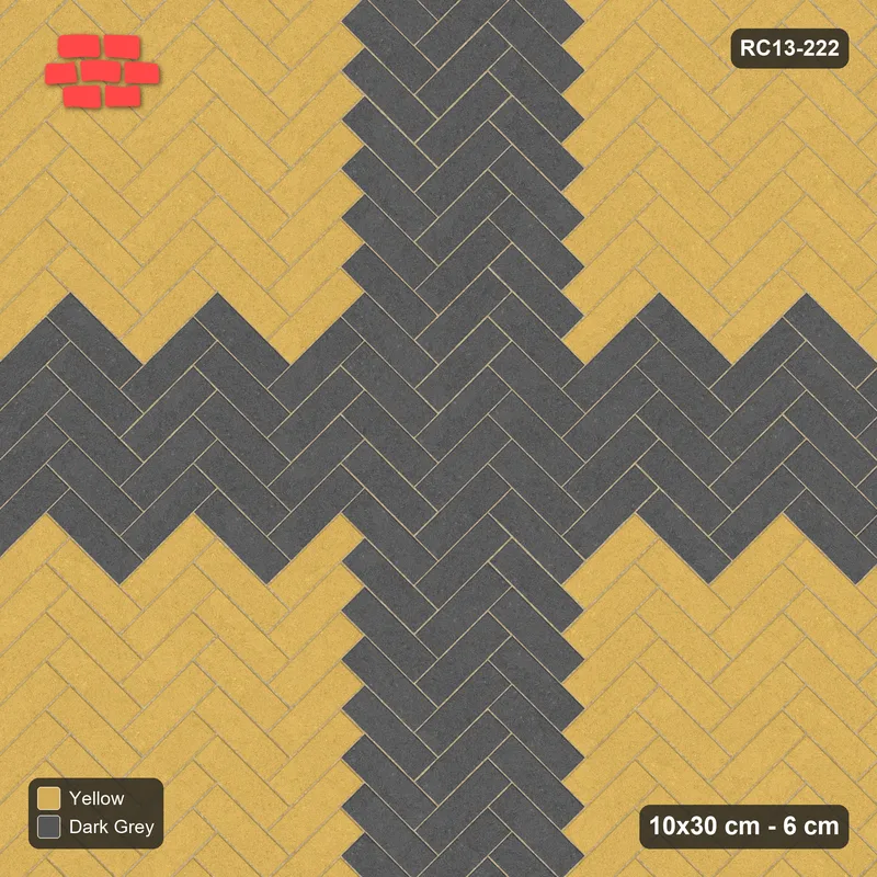 Interlock (Pasco) 10x30 cm · RC13-222 · Herringbone 45 60 cm cross · Top view