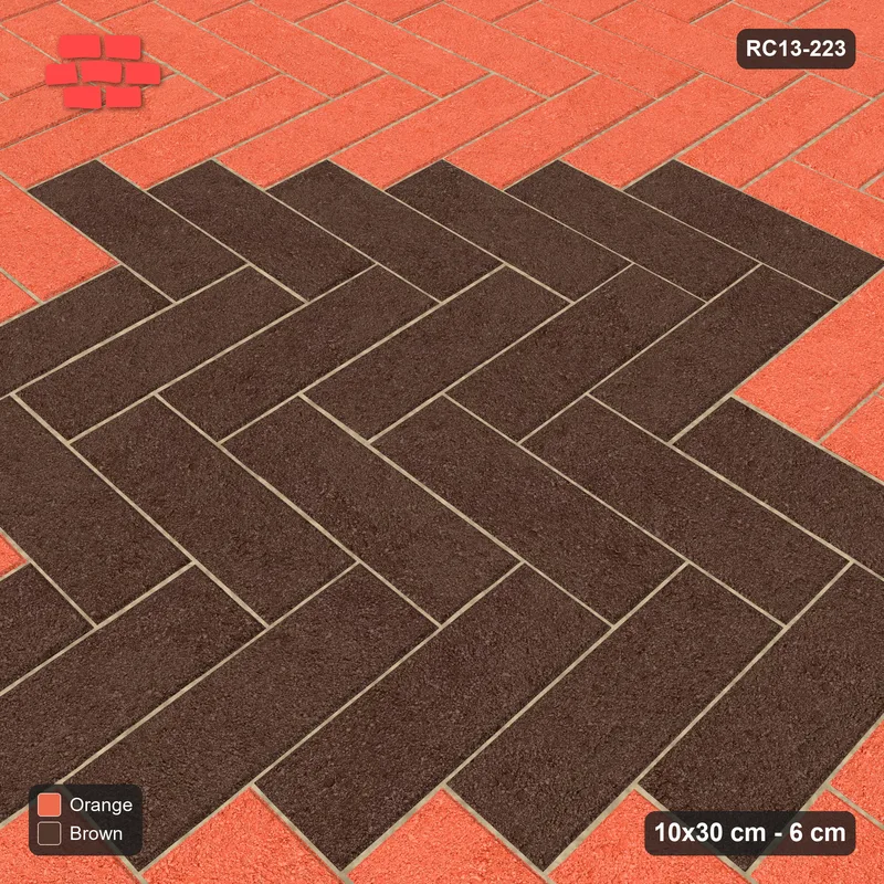 Interlock (Pasco) 10x30 cm · RC13-223 · Herringbone 90 diamond medallion r60 with Kerb 38F frame · Side view