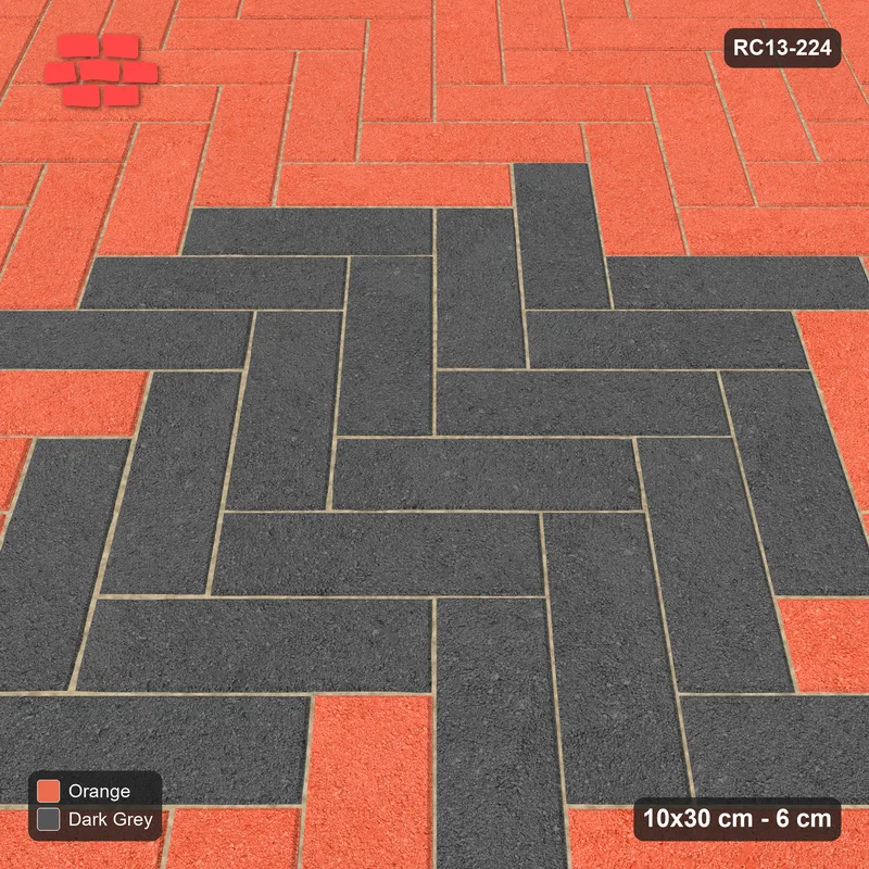 Interlock (Pasco) 10x30 cm · RC13-224 · Herringbone 45 diamond medallion r60 · Side view
