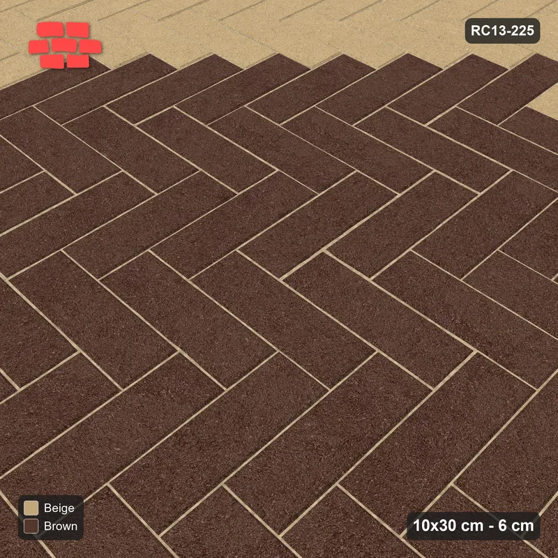 Interlock (Pasco) 10x30 cm · RC13-225 · Herringbone 90 diamond medallion r90 · Side view