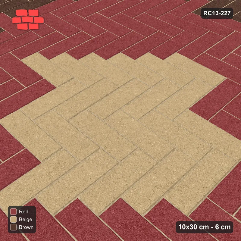 Interlock (Pasco) 10x30 cm · RC13-227 · Herringbone 90 accent edge and diamond r60 · Side view