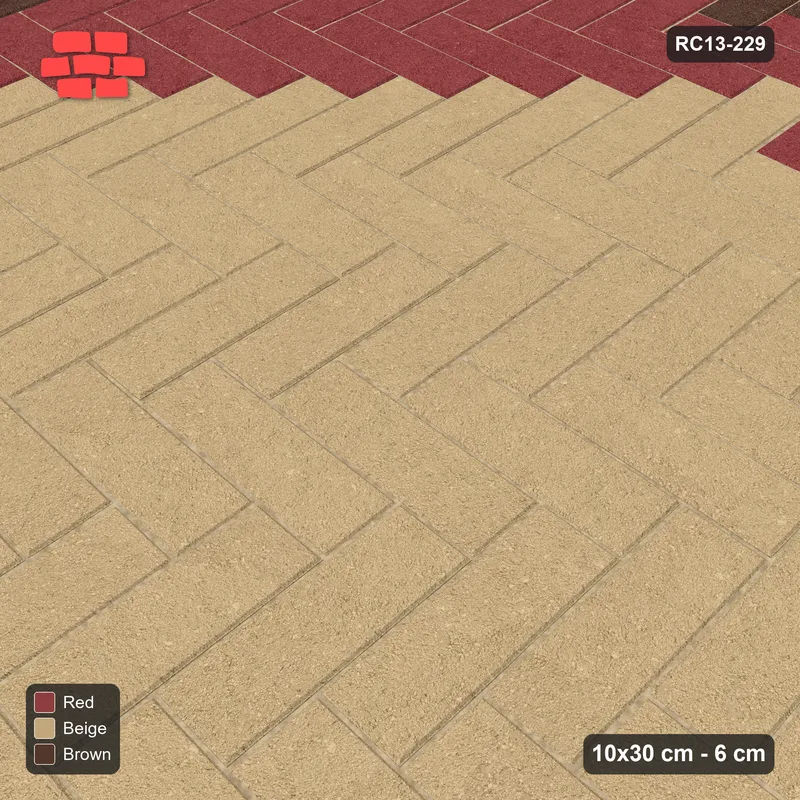 Interlock (Pasco) 10x30 cm · RC13-229 · Herringbone 90 accent edge and diamond r90 with Kerb 42B frame · Side view