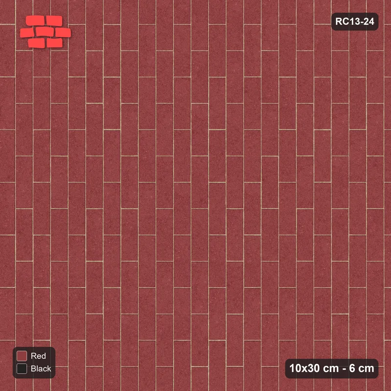Interlock (Pasco) 10x30 cm · RC13-24 · Vertical half-bond with Kerb 30B 20 frame · Top view