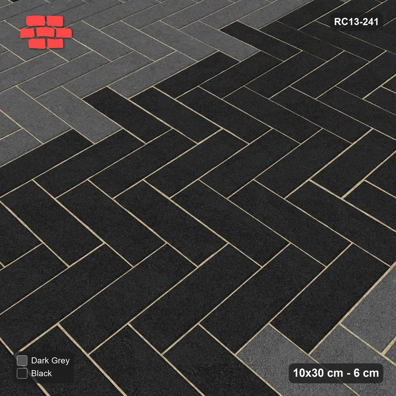 Interlock (Pasco) 10x30 cm · RC13-241 · Herringbone 90 90 cm colour columns · Side view