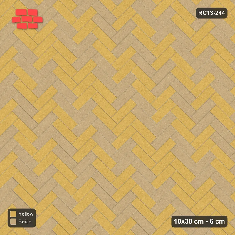 Interlock (Pasco) 10x30 cm · RC13-244 · Herringbone 45 30 cm diagonal stair stripes · Top view
