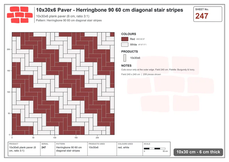 Interlock (Pasco) 10x30 cm · RC13-247 · Herringbone 90 60 cm diagonal stair stripes · Laying plan Interlock (Pasco) 10x30 cm · RC13-247 · Herringbone 90 60 cm diagonal stair stripes · Laying plan