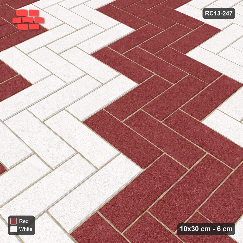 Interlock (Pasco) 10x30 cm · RC13-247 · Herringbone 90 60 cm diagonal stair stripes · Side view