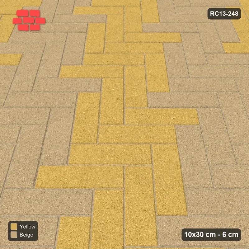 Interlock (Pasco) 10x30 cm · RC13-248 · Herringbone 45 60 cm diagonal stair stripes · Side view