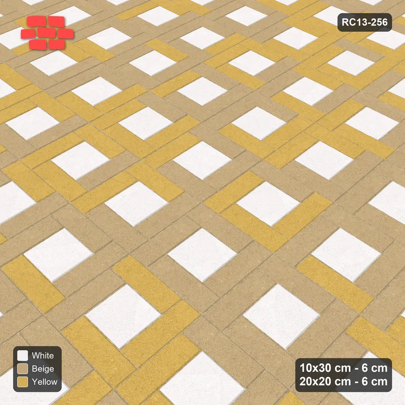 Interlock (Pasco) 10x30 cm · RC13-256 · Pinwheel ACW, 20x20 Centres, Tonal Planks - Golden Sand · Side view