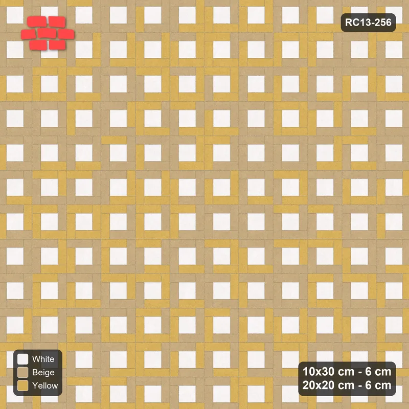 Interlock (Pasco) 10x30 cm · RC13-256 · Pinwheel ACW, 20x20 Centres, Tonal Planks - Golden Sand · Top view