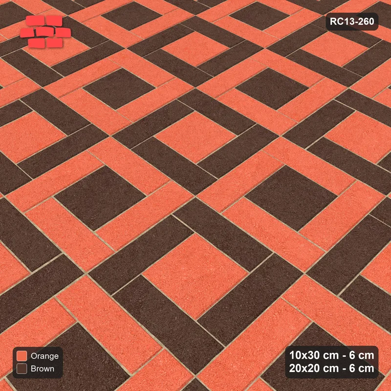 Interlock (Pasco) 10x30 cm · RC13-260 · Pinwheel ACW, 20x20 Centres, Module Chequer - Burnt Clay · Side view