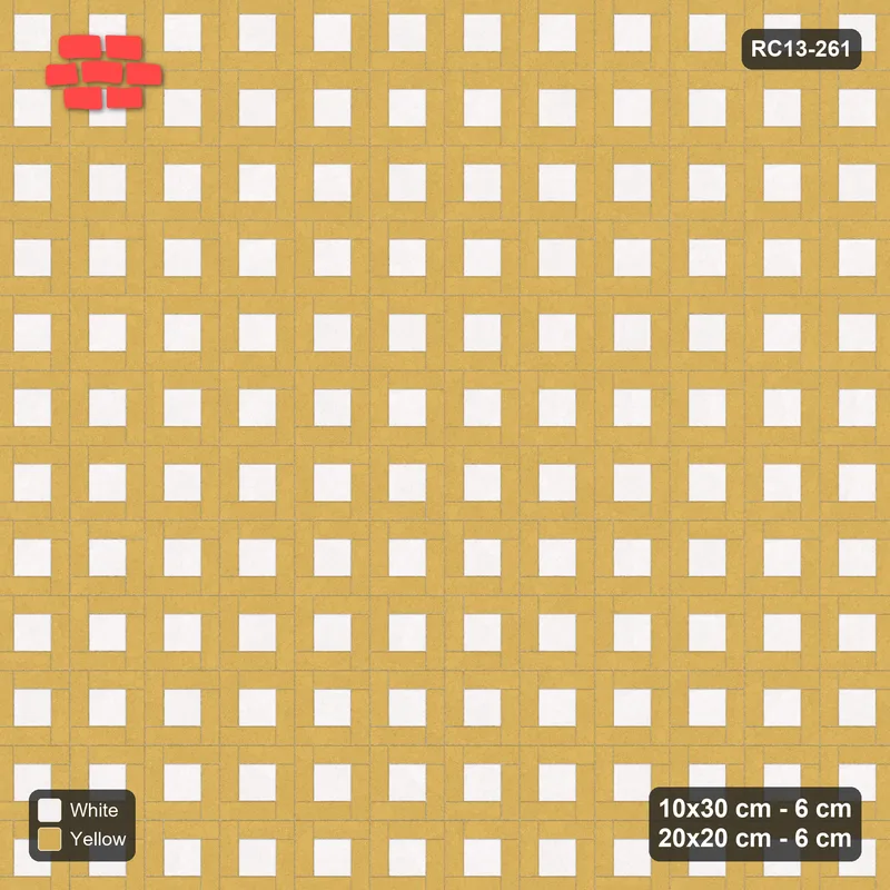 Interlock (Pasco) 10x30 cm · RC13-261 · Pinwheel CW, 20x20 Centres, Solid Planks - Ivory & Ochre · Top view