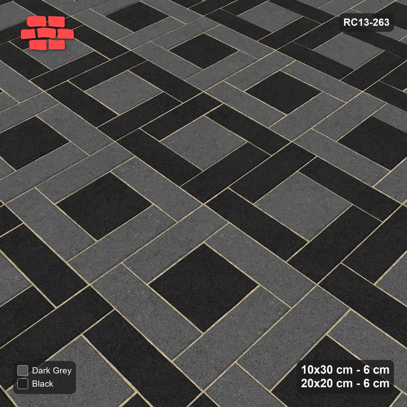 Interlock (Pasco) 10x30 cm · RC13-263 · Pinwheel CW, 20x20 Centres, Row Bands - Night Sky · Side view