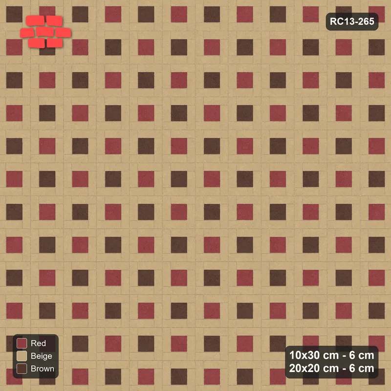 Interlock (Pasco) 10x30 cm · RC13-265 · Pinwheel CW, Solid Planks, Two-Tone Centres - Tuscany · Top view