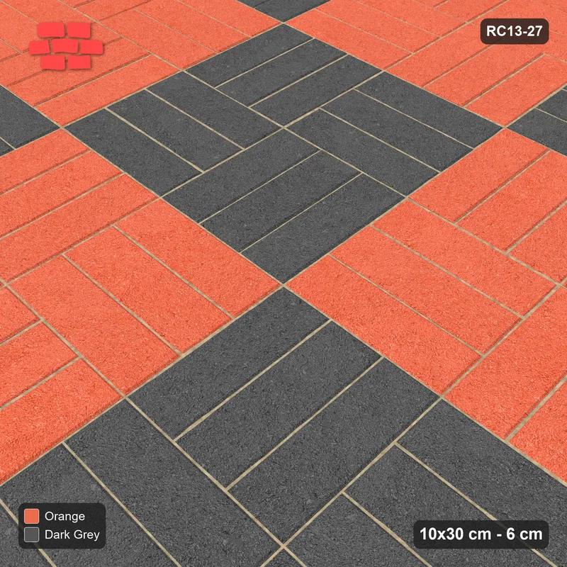 Interlock (Pasco) 10x30 cm · RC13-27 · Basketweave with block checker and Kerb 25F frame · Side view