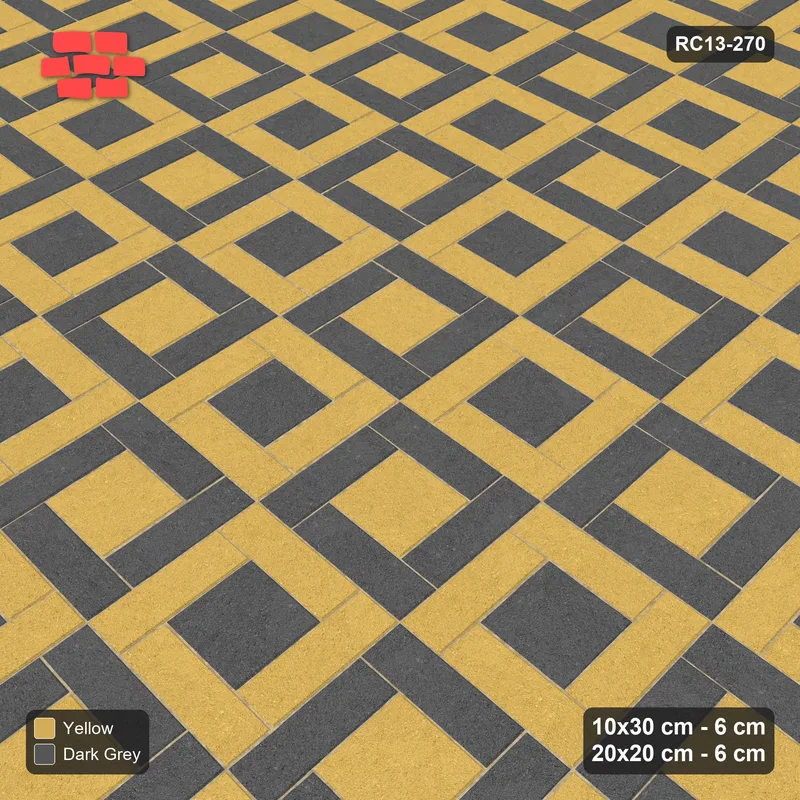 Interlock (Pasco) 10x30 cm · RC13-270 · Pinwheel ACW, Module Chequer + Kerb - Mustard Slate · Side view
