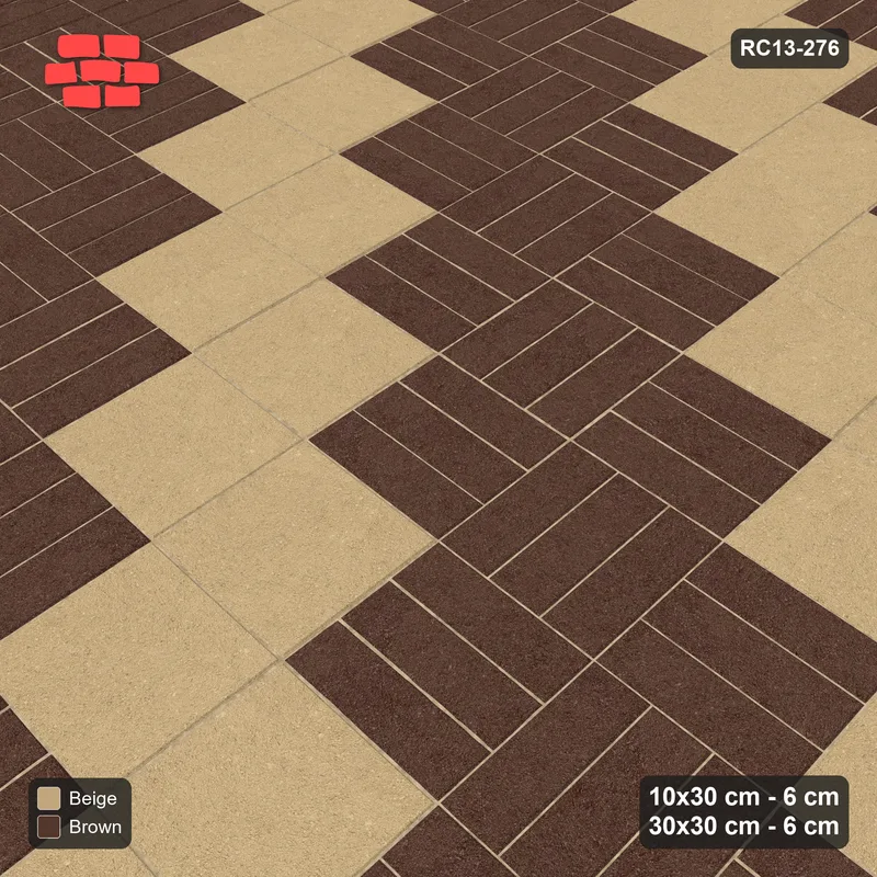 Interlock (Pasco) 10x30 cm · RC13-276 · Weave-3 + Slab Checker, Diagonal Band 2:3, Solid Planks - Sandstone · Side view