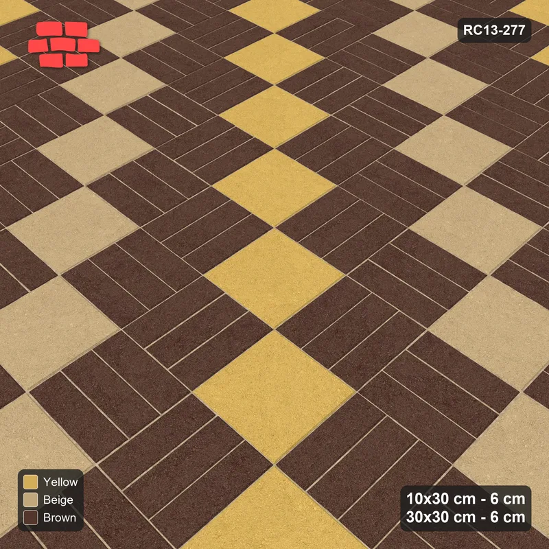 Interlock (Pasco) 10x30 cm · RC13-277 · Weave-3 + Slab Checker, Diagonal 1:2, Two-Tone Accents - Harvest Gold · Side view