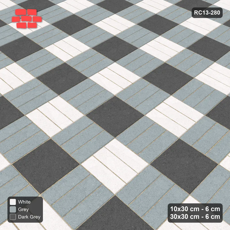 Interlock (Pasco) 10x30 cm · RC13-280 · Weave-3 + Slab Checker, Grid 1:3, Two-Tone Weave - Monochrome · Side view