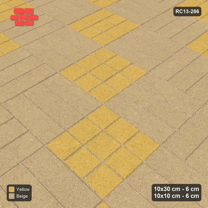 Interlock (Pasco) 10x30 cm · RC13-286 · Weave-3 + 10x10 Dots, Diagonal 1:2, Solid Planks - Desert Sun · Side view