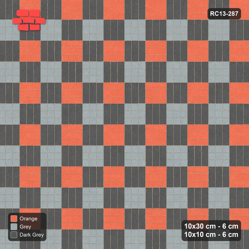 Interlock (Pasco) 10x30 cm · RC13-287 · Weave-3 + 10x10 Dots, Grid 1:3, Two-Tone Weave - Sunset Slate · Top view
