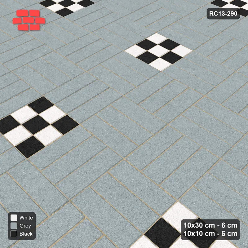 Interlock (Pasco) 10x30 cm · RC13-290 · Weave-3 + 10x10 Dots, Sparse Grid 1:8, Two-Tone Accents - Tuxedo · Side view