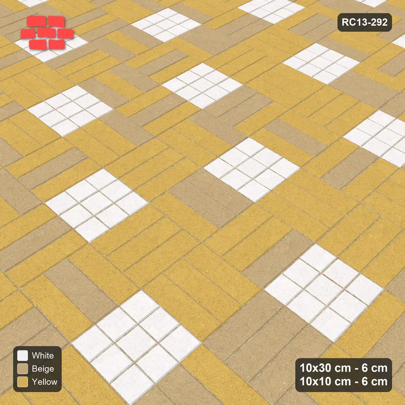 Interlock (Pasco) 10x30 cm · RC13-292 · Weave-3 + 10x10 Dots, Scatter 1:4, Tonal Planks - Golden Sand · Side view