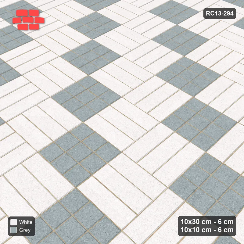Interlock (Pasco) 10x30 cm · RC13-294 · Weave-3 + 10x10 Dots, Diagonal 1:2, Solid Planks - Salt & Pepper · Side view