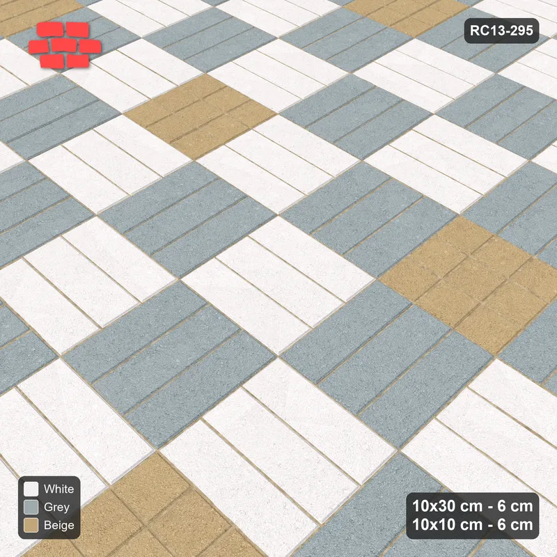 Interlock (Pasco) 10x30 cm · RC13-295 · Weave-3 + 10x10 Dots, Sparse Grid 1:8, Two-Tone Weave + Kerb - Coastal · Side view